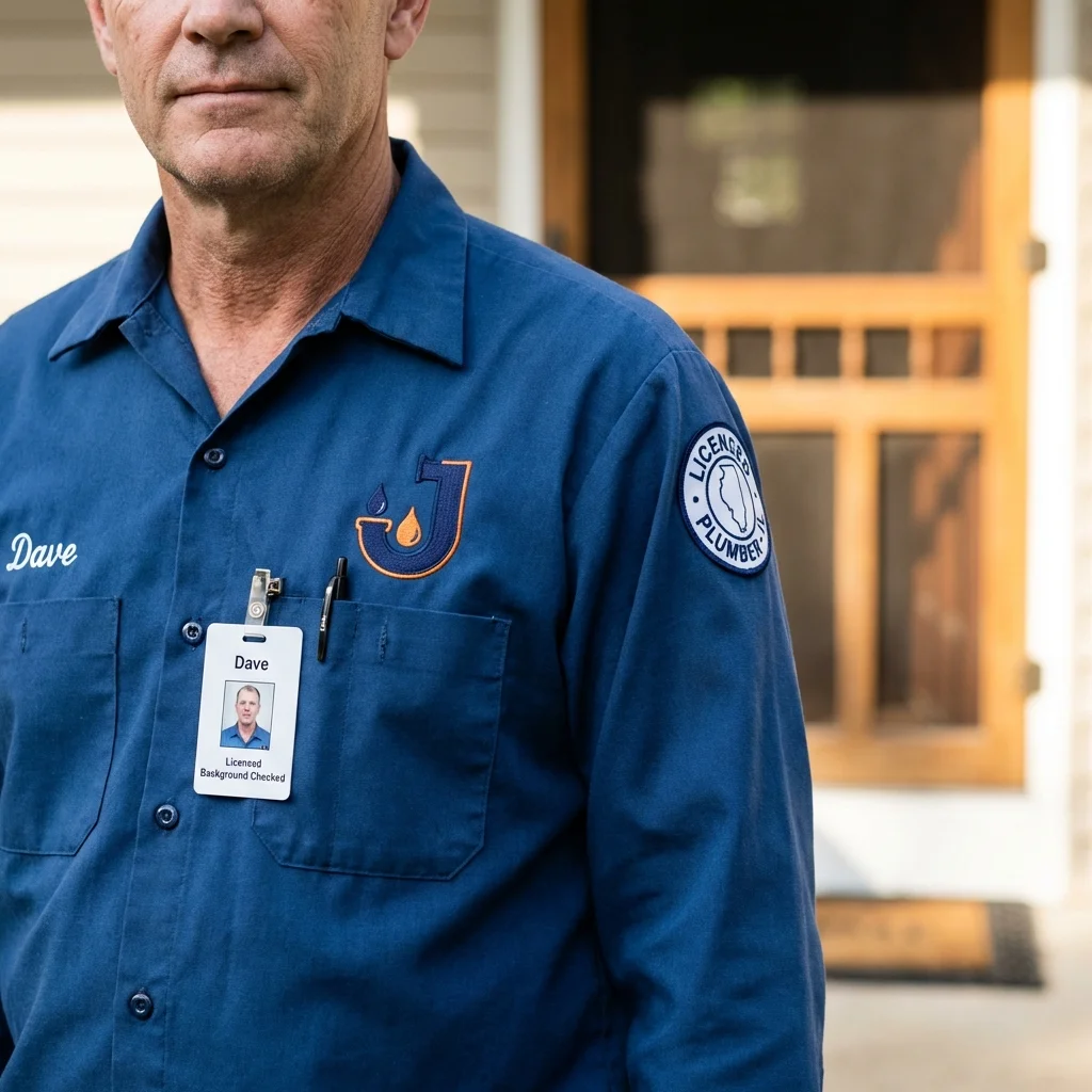 Licensed plumber showing ID badge in Glen Rose, TX