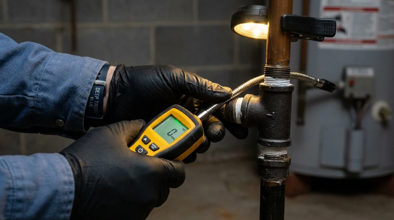 Gas leak detection with electronic sniffer by Johns Plumbing LLC in Glen Rose