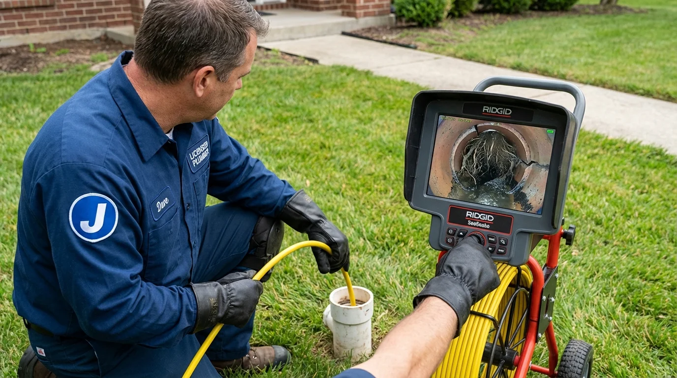 Sewer camera inspection being performed by Johns Plumbing LLC in Glen Rose