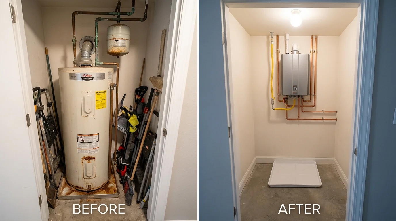 Tank water heater versus wall-mounted tankless unit comparison for Glen Rose, TX homeowners